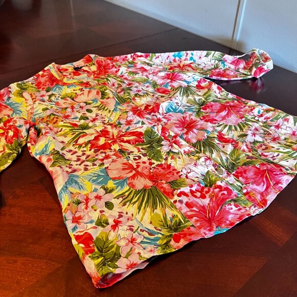 Cathy Petite‎ PM Floral Button-Up Shirt  3/4 Sleeve tropical print - Picture 7 of 10